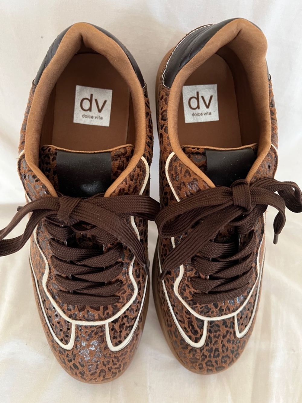 Dolce Vita Brown Leopard Print Lace-Up Sneakers